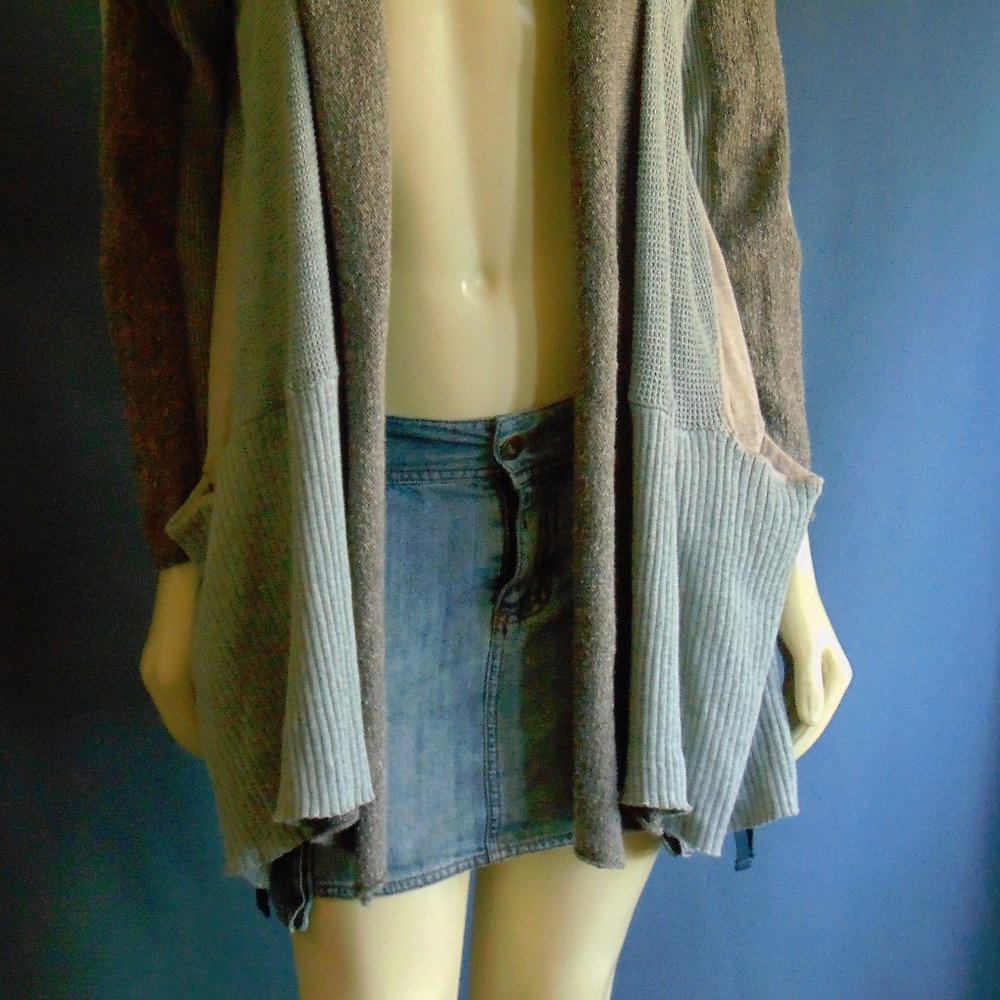 Sparrow Hi Lo Patchwork Open Cardigan PL - Picture 5 of 9